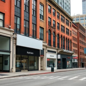 View of downtown Boston highlighting office buildings and vacancies