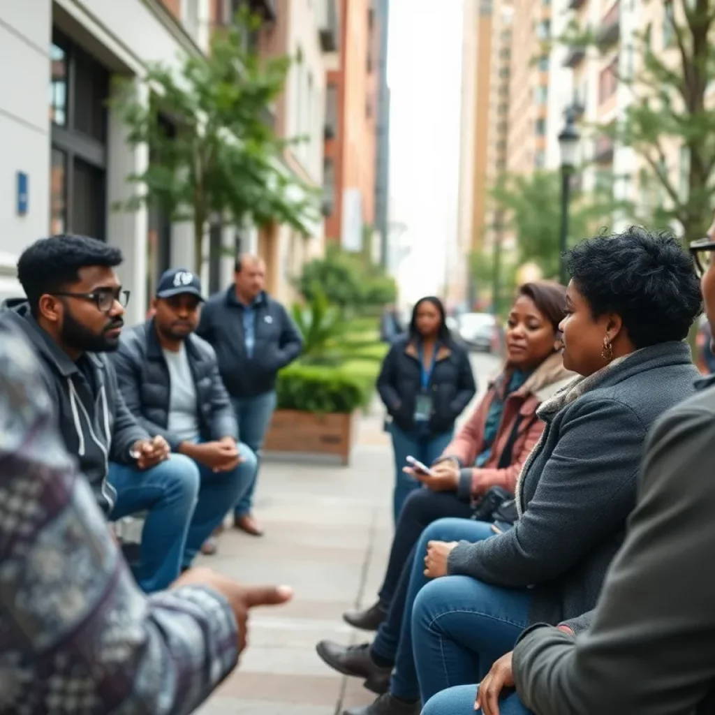 Residents discussing public safety in Boston amidst concerns of drug activity