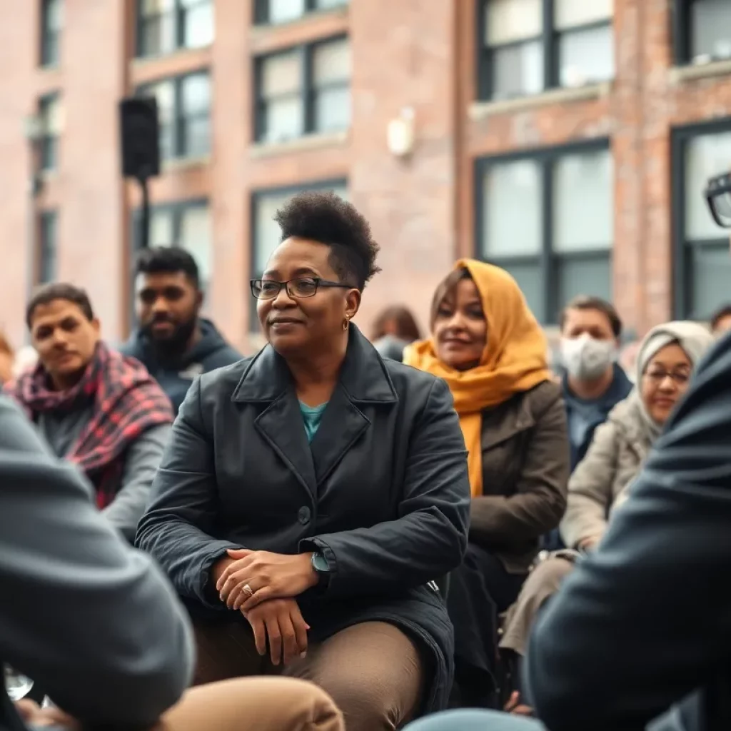 Residents discussing drug issues in Boston neighborhood