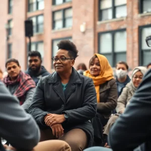Residents discussing drug issues in Boston neighborhood