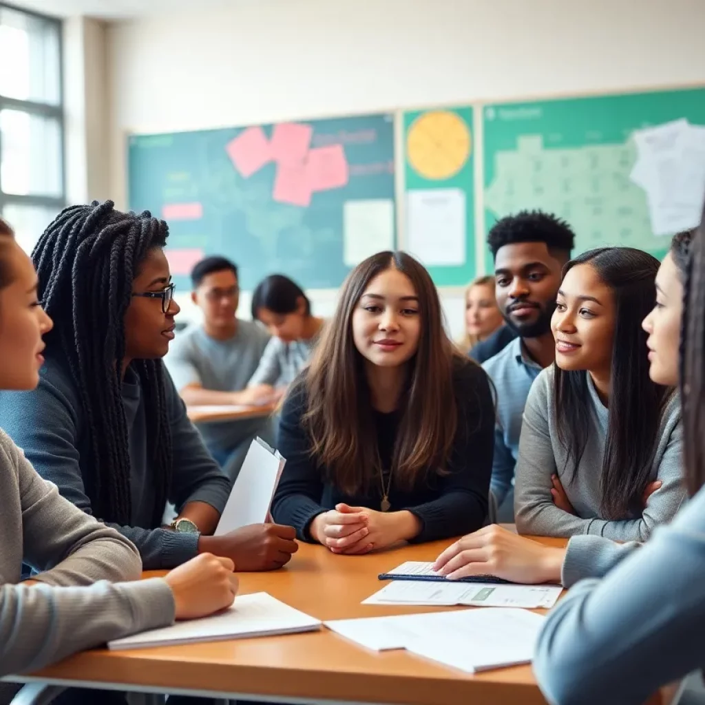 Students discussing exam school admissions policies