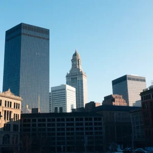 Boston cityscape showing commercial buildings and vacancy signs
