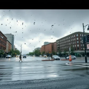 Heavy rainfall causing flooding on Boston streets