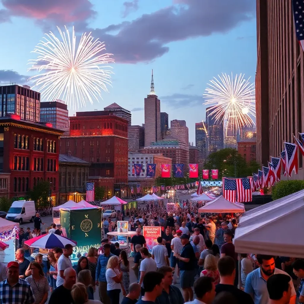 Fireworks display over Boston during Independence Day celebrations