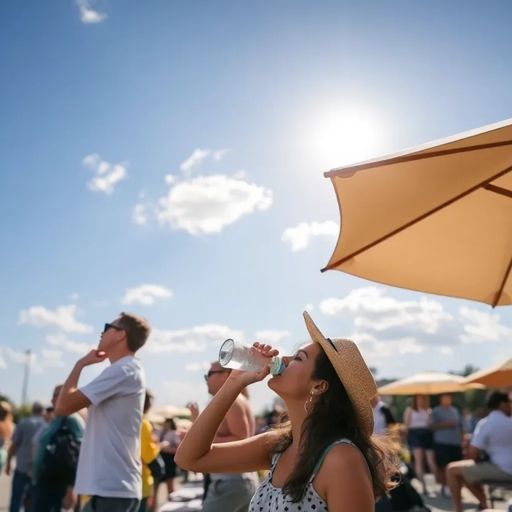 People seeking shade during a heat advisory in Boston