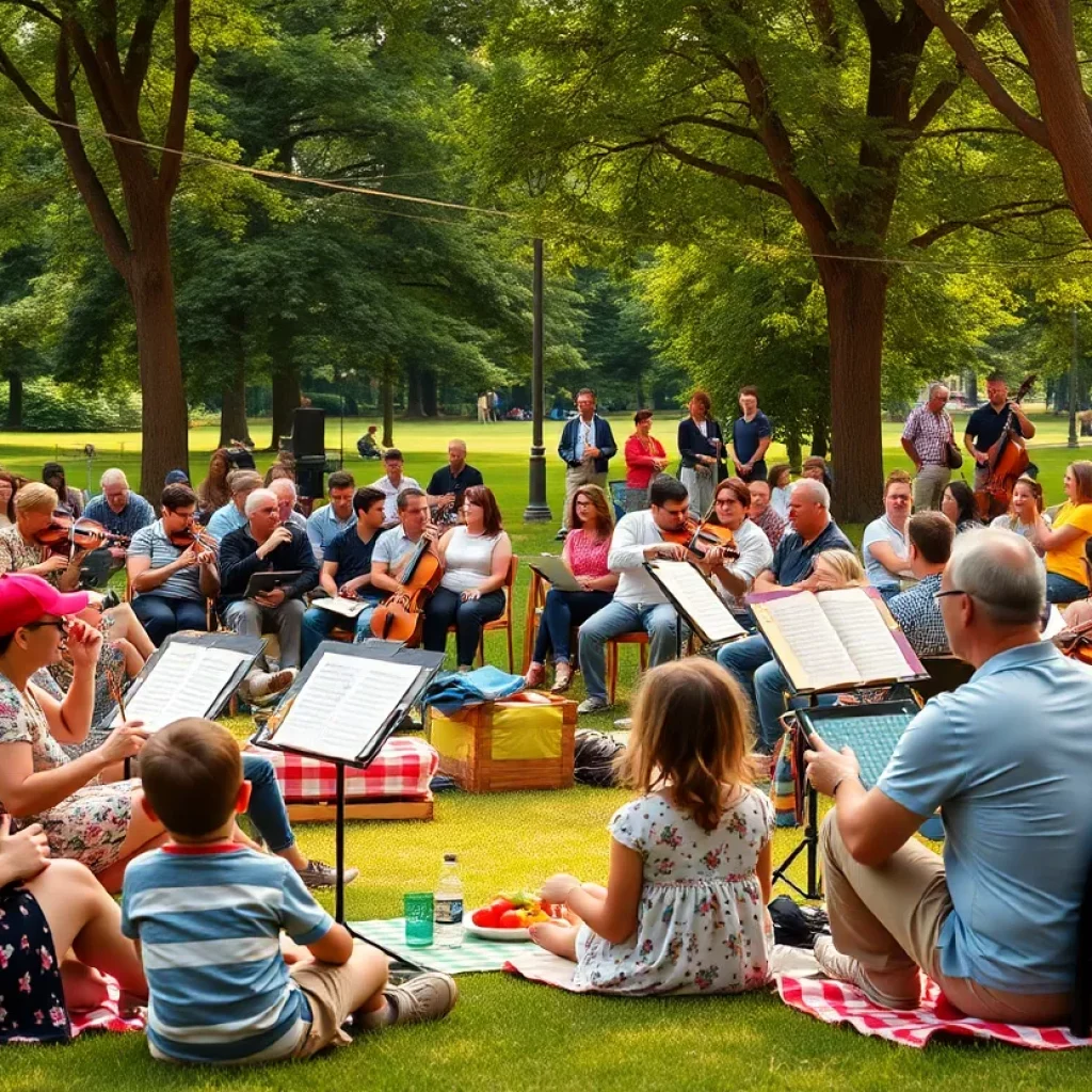 Audience enjoying a summer concert by the Boston Landmarks Orchestra at DCR Hatch Memorial Shell