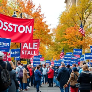 Campaign scene from the Boston mayoral race with community engagement.