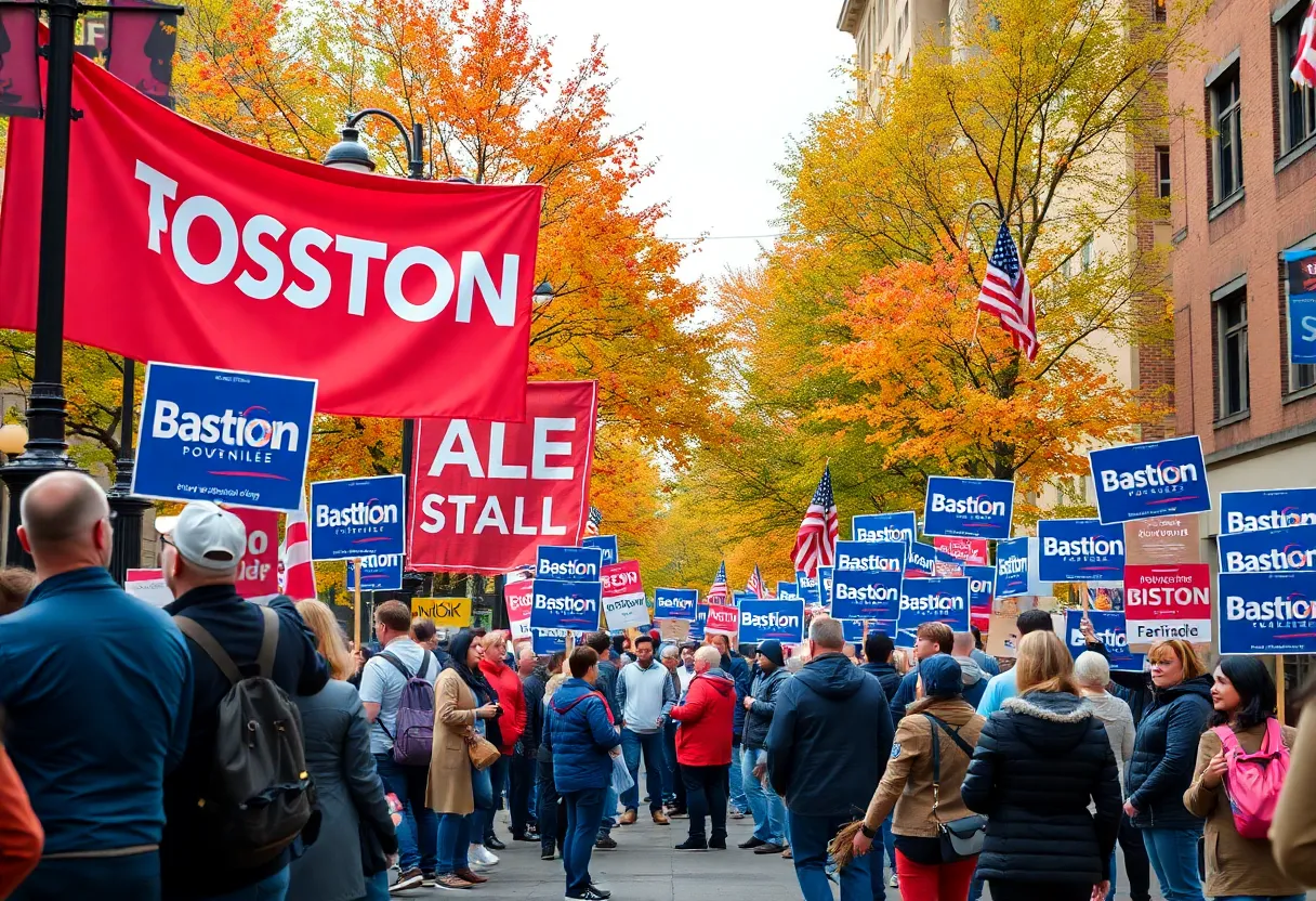 Campaign scene from the Boston mayoral race with community engagement.
