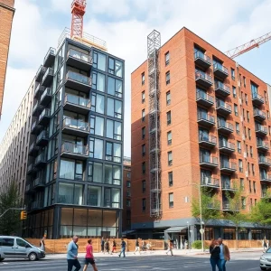 Transformation of office buildings into residential apartments in Boston.