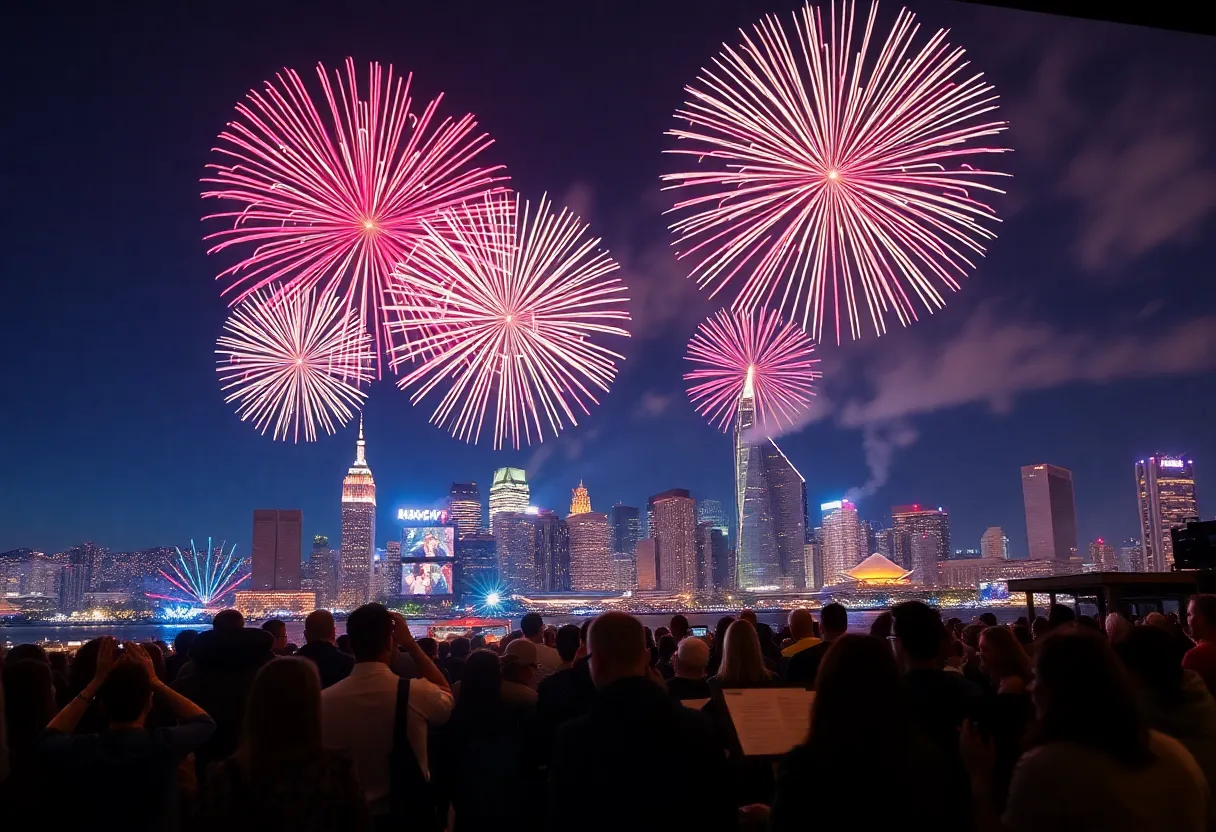 Fireworks over Boston during the Boston Pops event