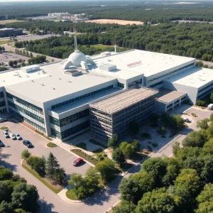 Aerial view of Boston Scientific facility expansion in Maple Grove