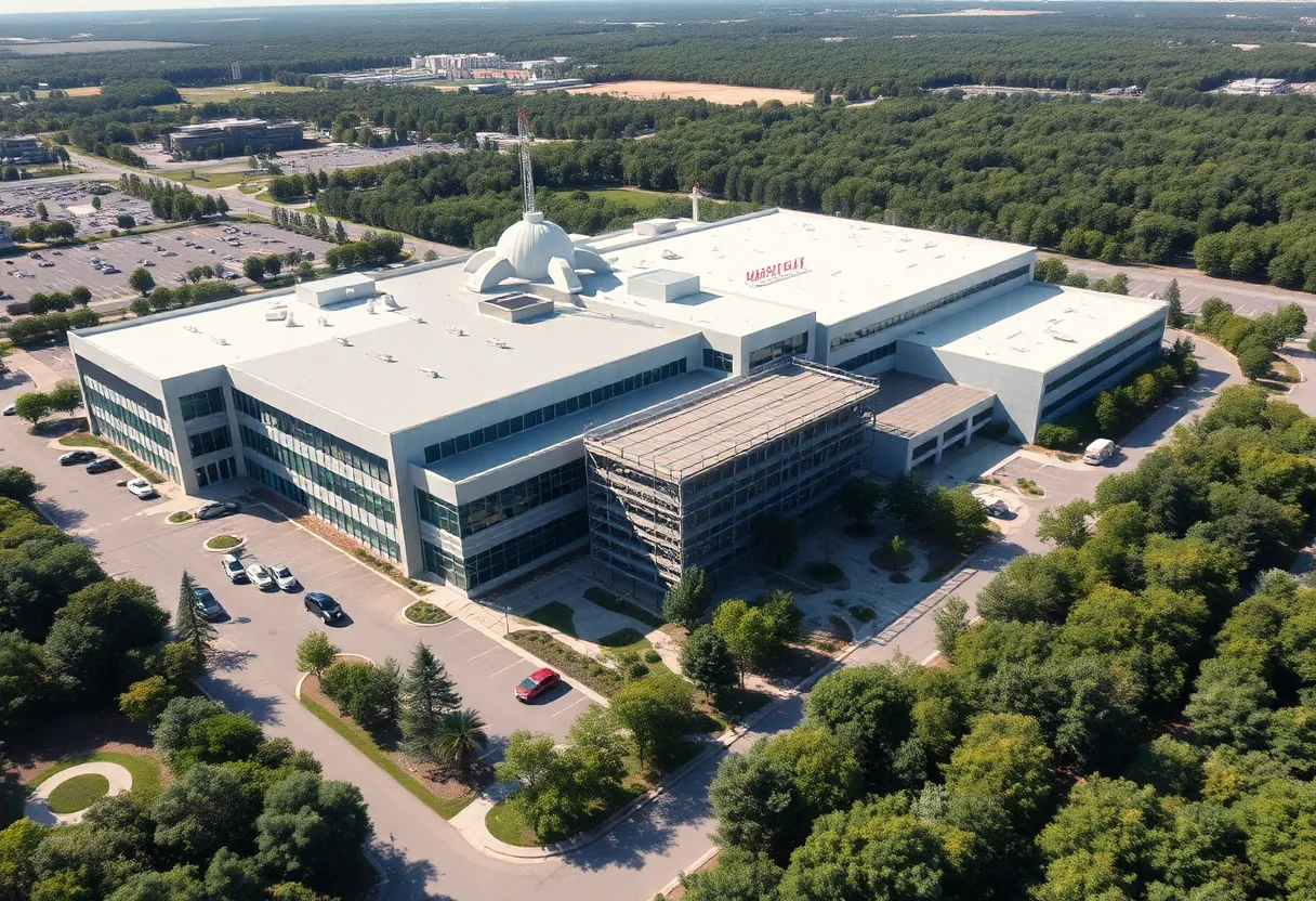 Aerial view of Boston Scientific facility expansion in Maple Grove