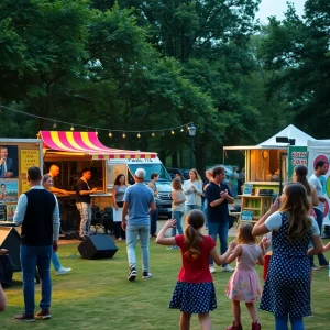 Crowd enjoying music and food at Boston Summer Arts Festival