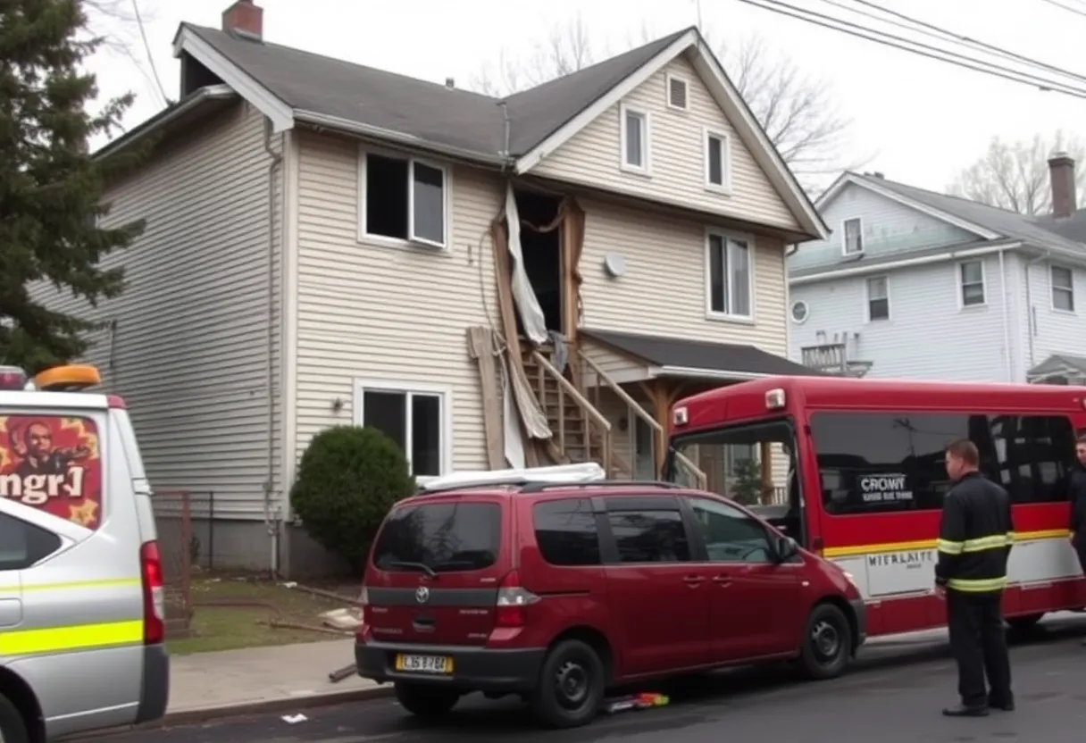 Multi-family home in Boston with structural damage after a van crash
