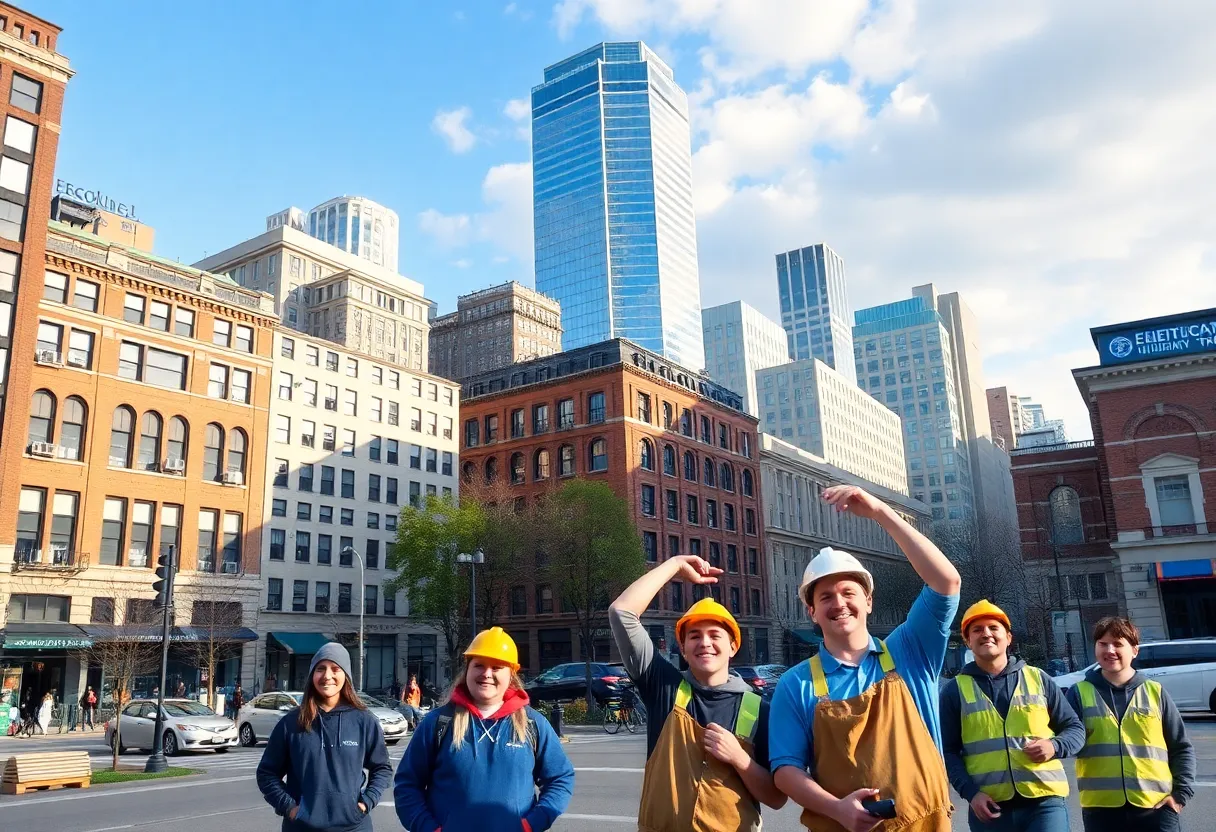 Students in Boston engaged in vocational training at a workshop