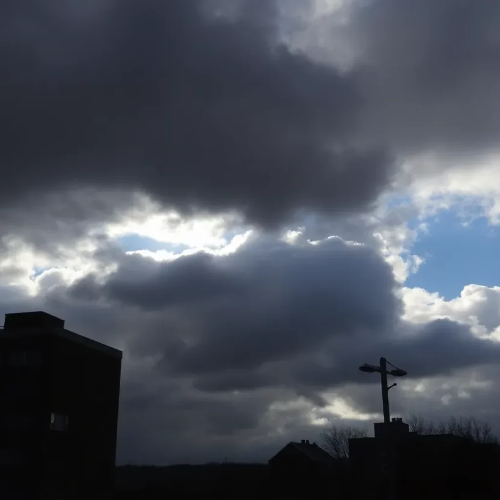 Dramatic weather changes in Boston with clouds and blue skies
