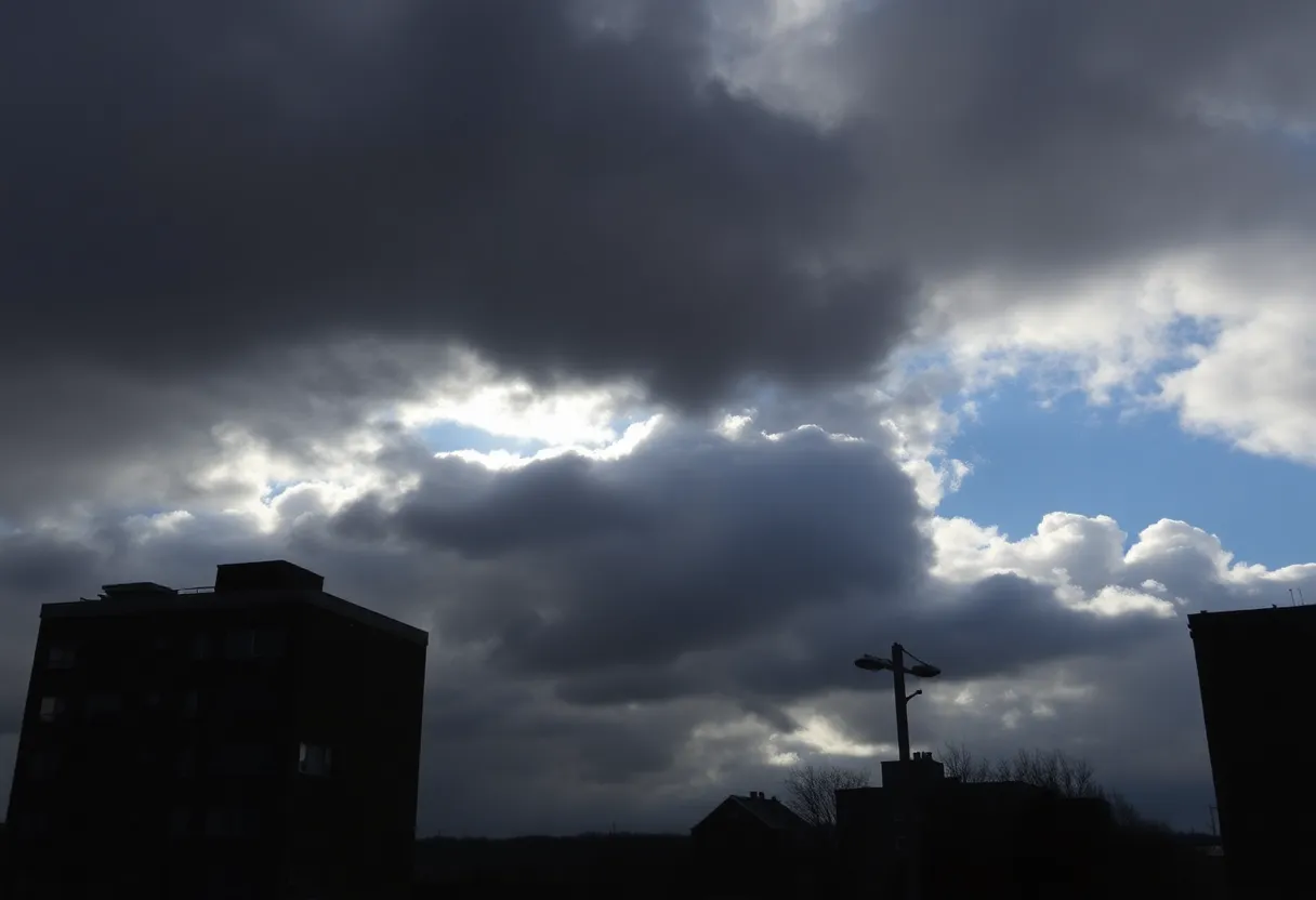 Dramatic weather changes in Boston with clouds and blue skies