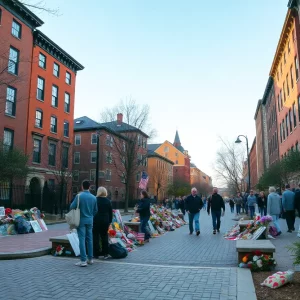 A peaceful neighborhood in Boston celebrating community resilience.