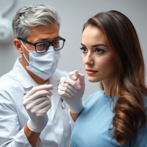 A healthcare provider discussing safety measures related to Botox injections with a patient.
