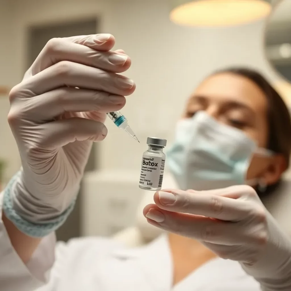 Botox vial in a clinical setting highlighting safety protocols.