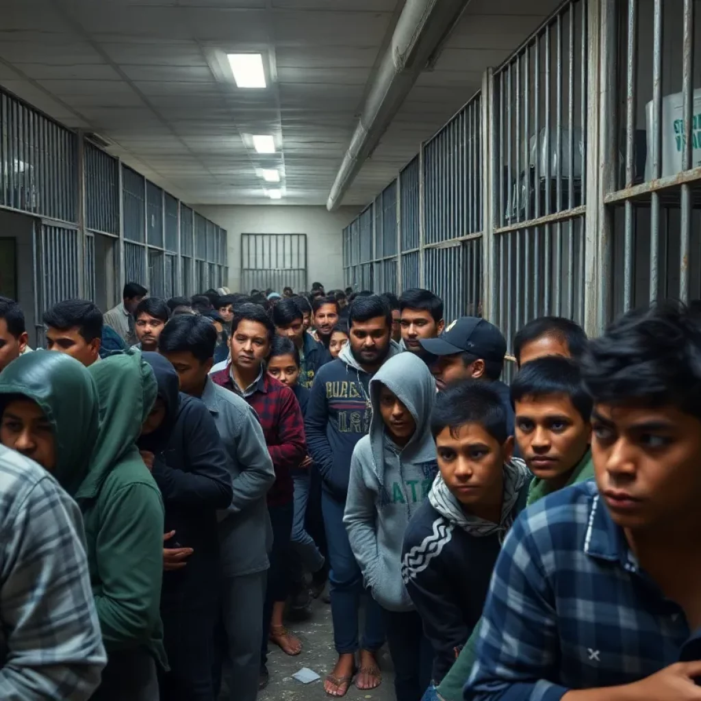 Crowded conditions inside detention facility
