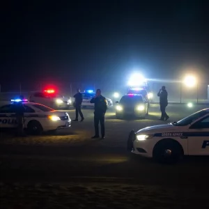 Police presence at Carson Beach during night investigation