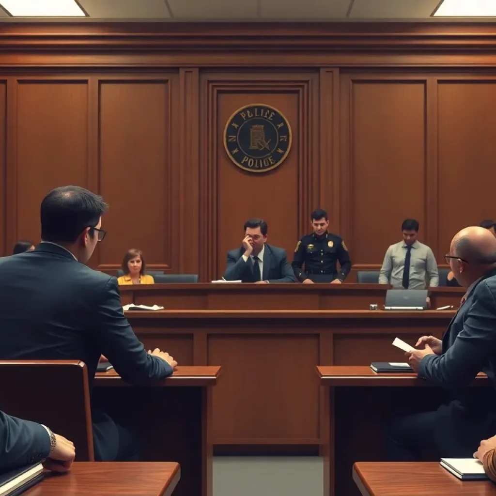 Illustration of a courtroom with jurors deliberating on a case.