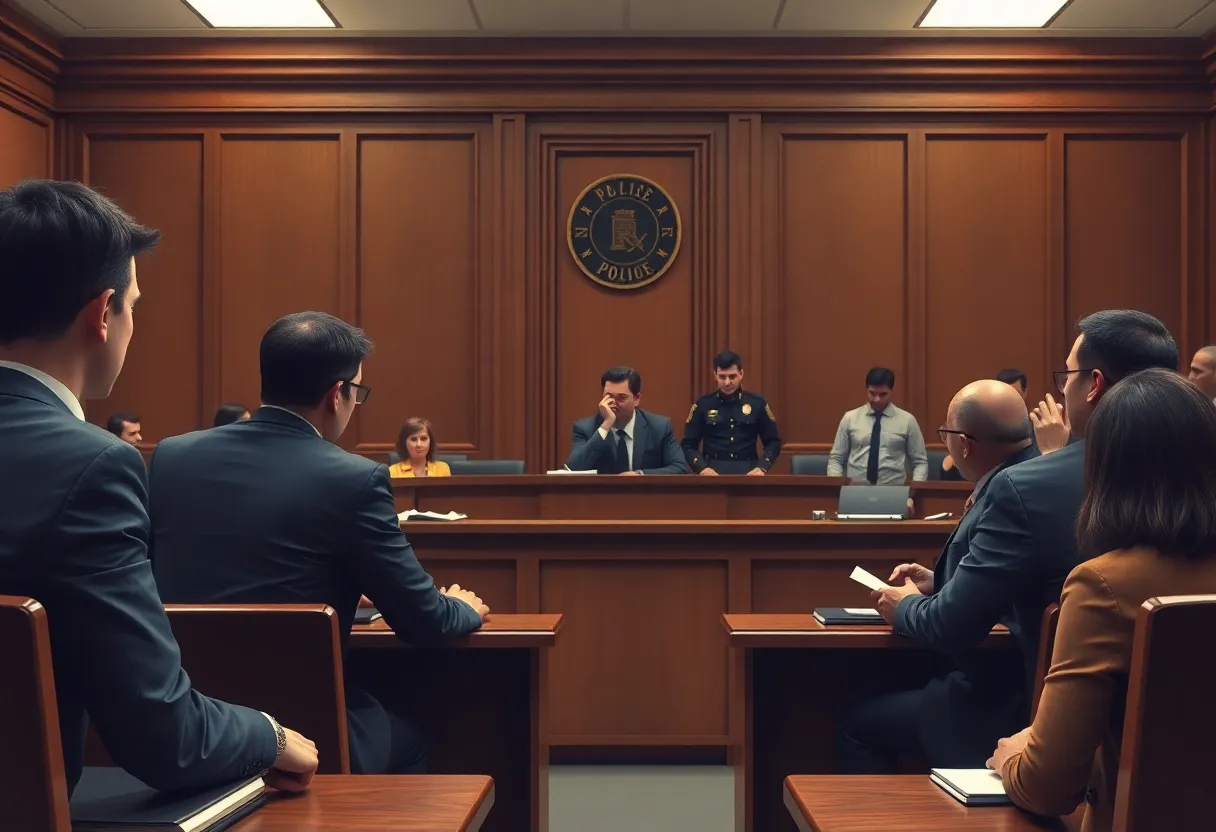 Illustration of a courtroom with jurors deliberating on a case.