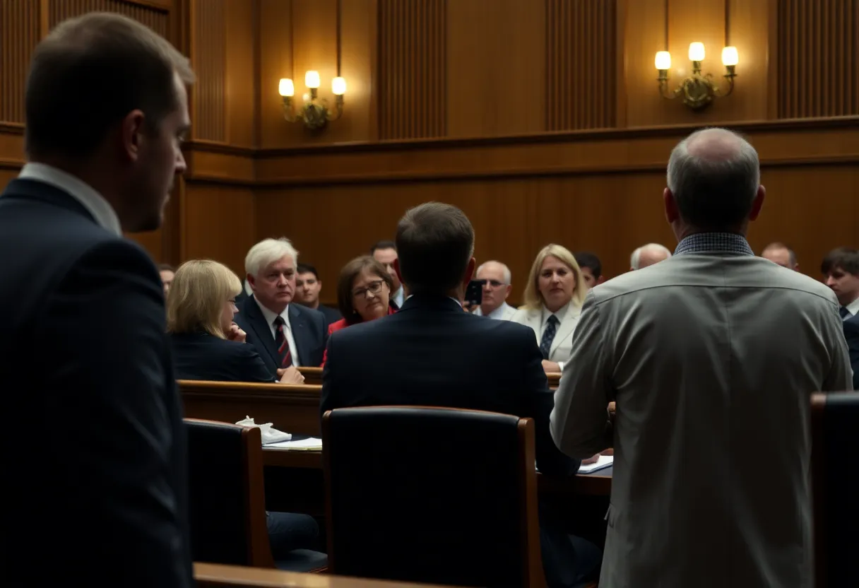 Jurors in deliberation in a courtroom setting