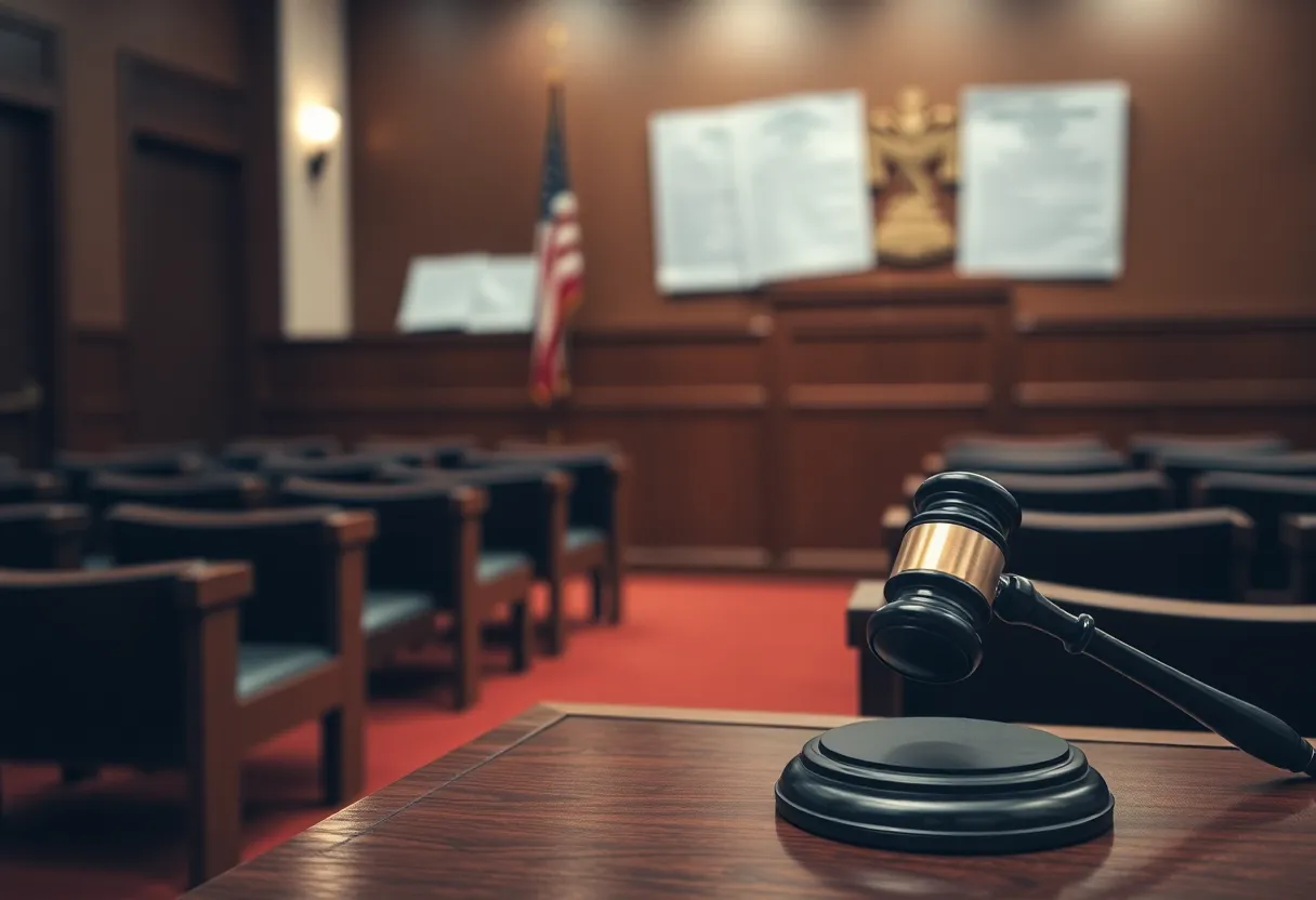 A courtroom symbolizing justice and legal proceedings