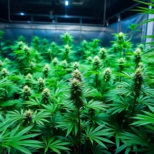 Cannabis plants in a cultivation facility at The Fresh Connection Boston.