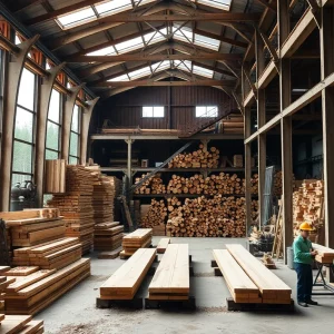 Holt & Bugbee lumber production facility showing sustainable practices.