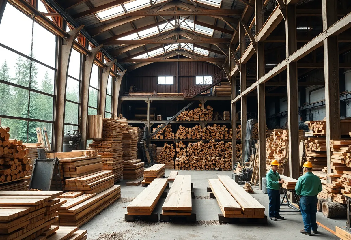 Holt & Bugbee lumber production facility showing sustainable practices.