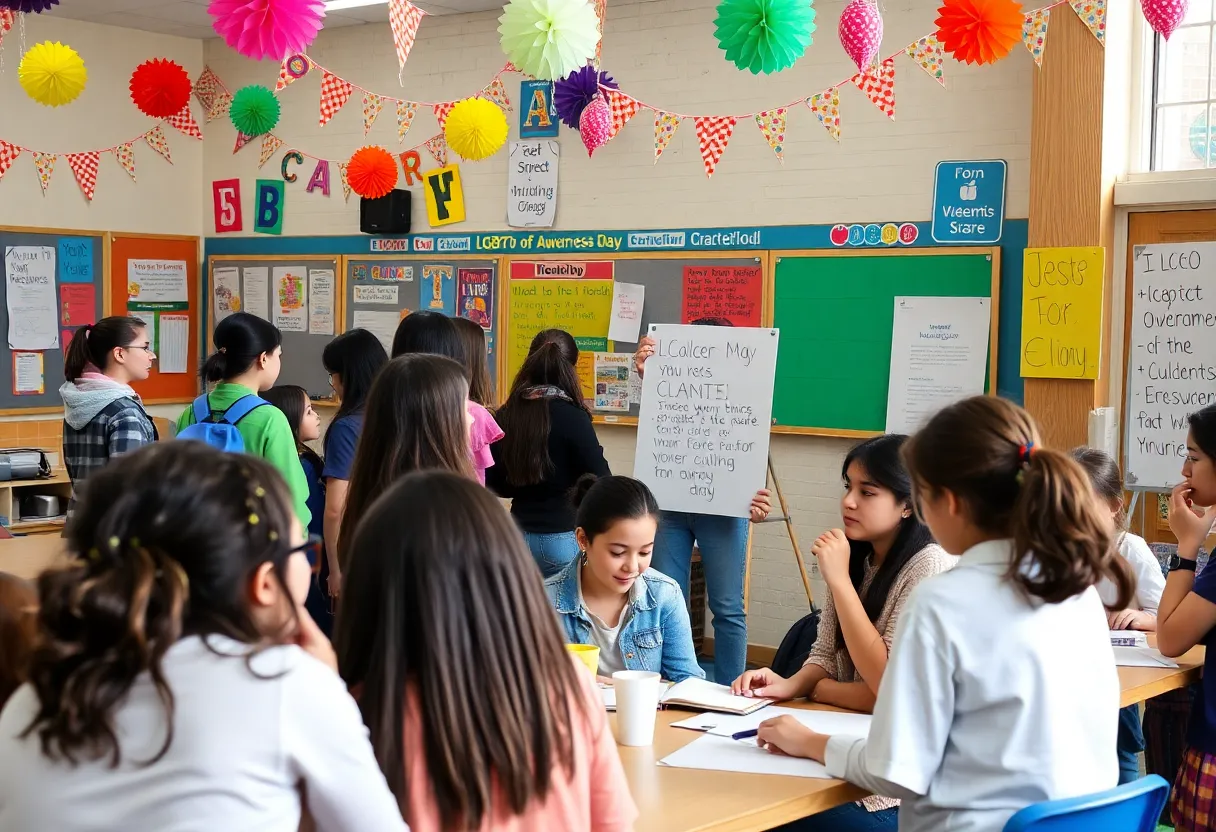 Students participating in LGBTQ+ Awareness Day activities.