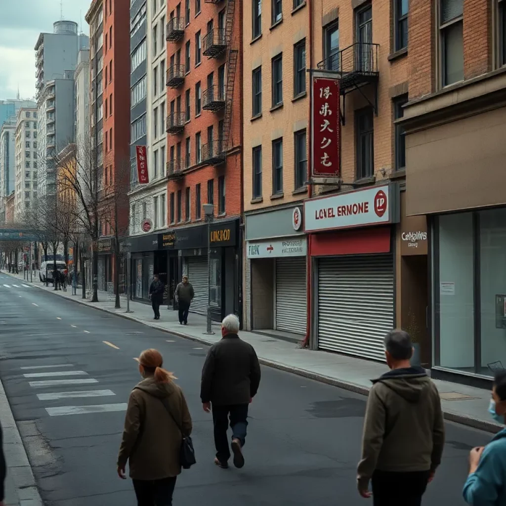 Empty streets and closed shops representing economic decline in Massachusetts