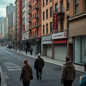 Empty streets and closed shops representing economic decline in Massachusetts