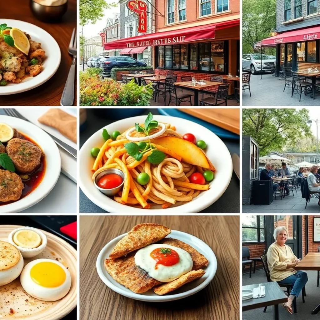 A lively restaurant scene in Massachusetts showcasing diverse cuisine.