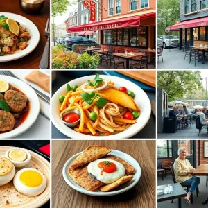 A lively restaurant scene in Massachusetts showcasing diverse cuisine.