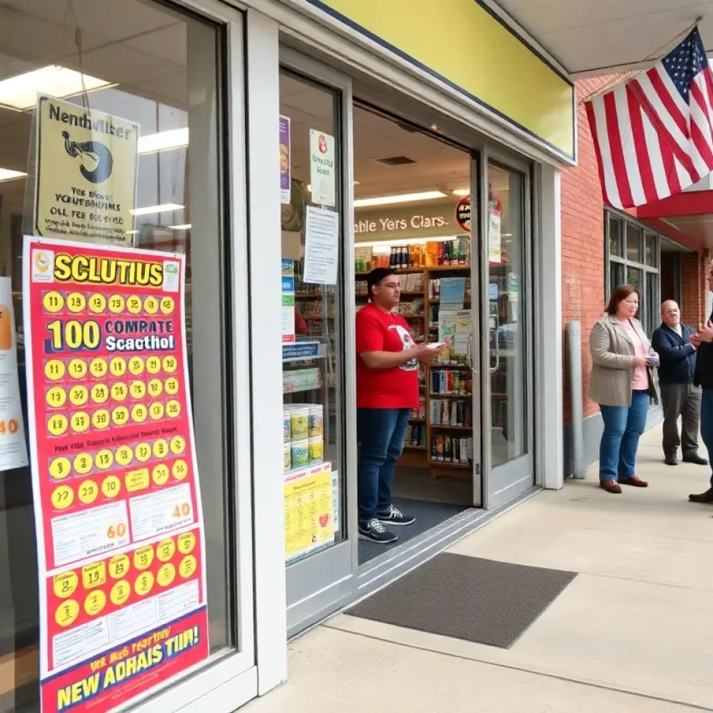 Exterior of a convenience store selling lottery tickets in Massachusetts