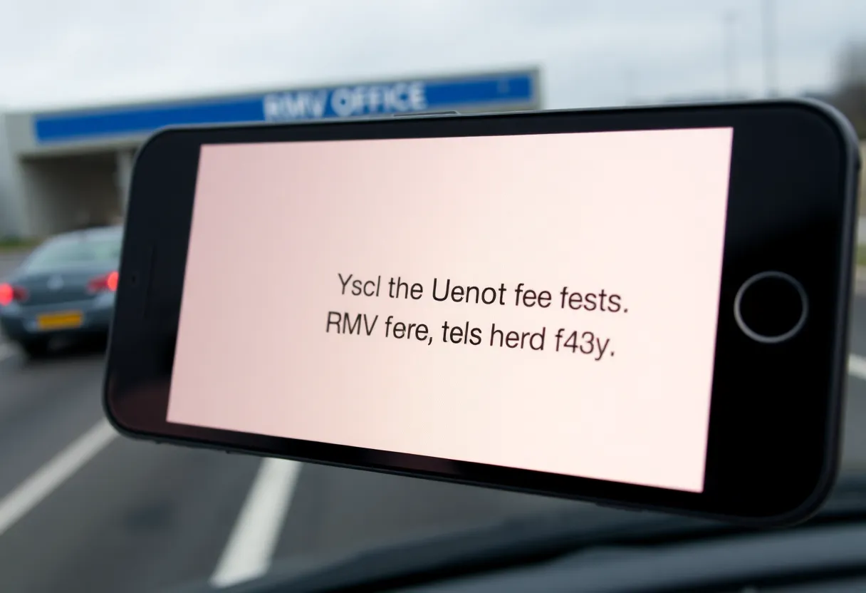 Fraudulent text message regarding RMV fees