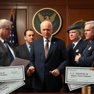 Law enforcement discussing tax fraud investigation