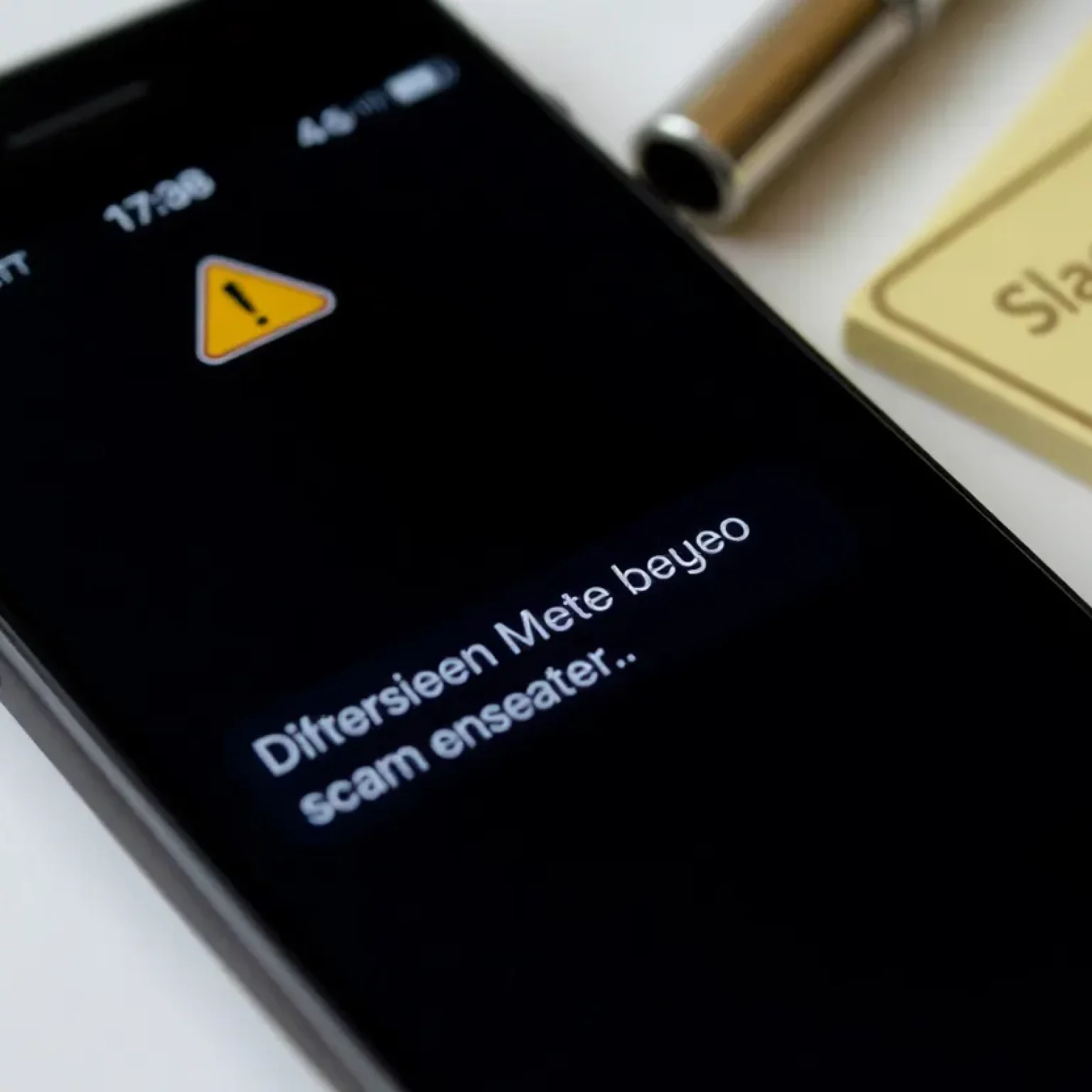 Illustration of a smartphone showing a scam text message