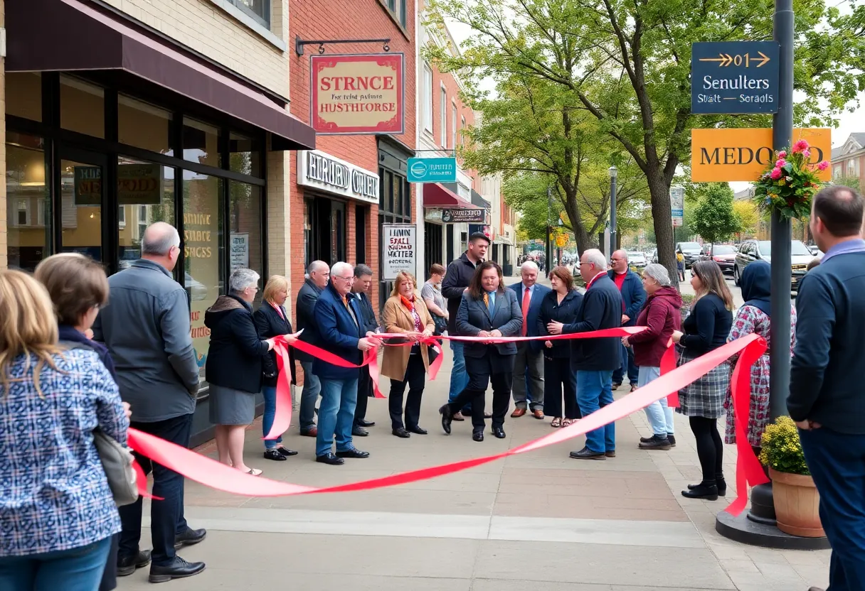 A lively ribbon-cutting event for new small businesses in Medford.