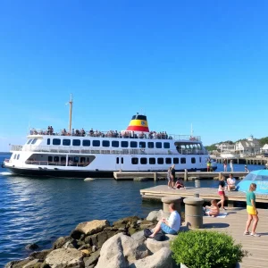 Coastal scene in New England showcasing summer travel activities.