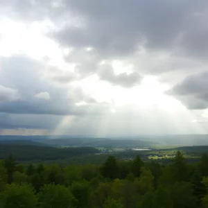 Scenic view of New England under changing weather conditions