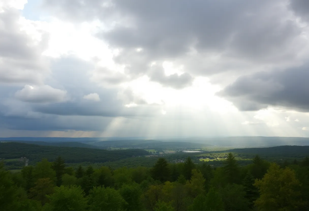 Scenic view of New England under changing weather conditions