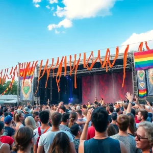 Crowd at Outloud Music Festival celebrating LGBTQ+ culture
