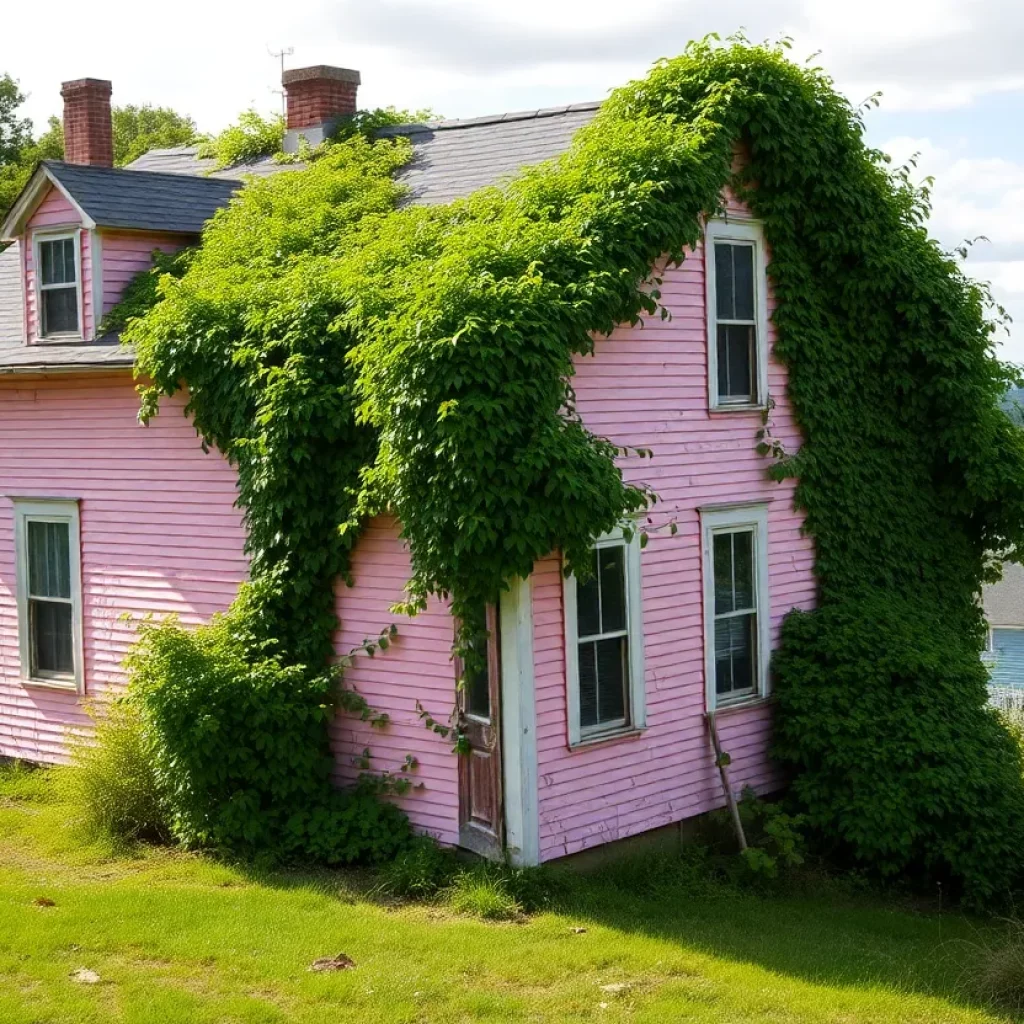 Deteriorating Pink House in Newburyport, Massachusetts