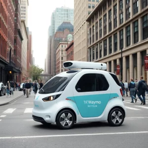 Waymo robotaxi driving through Boston streets