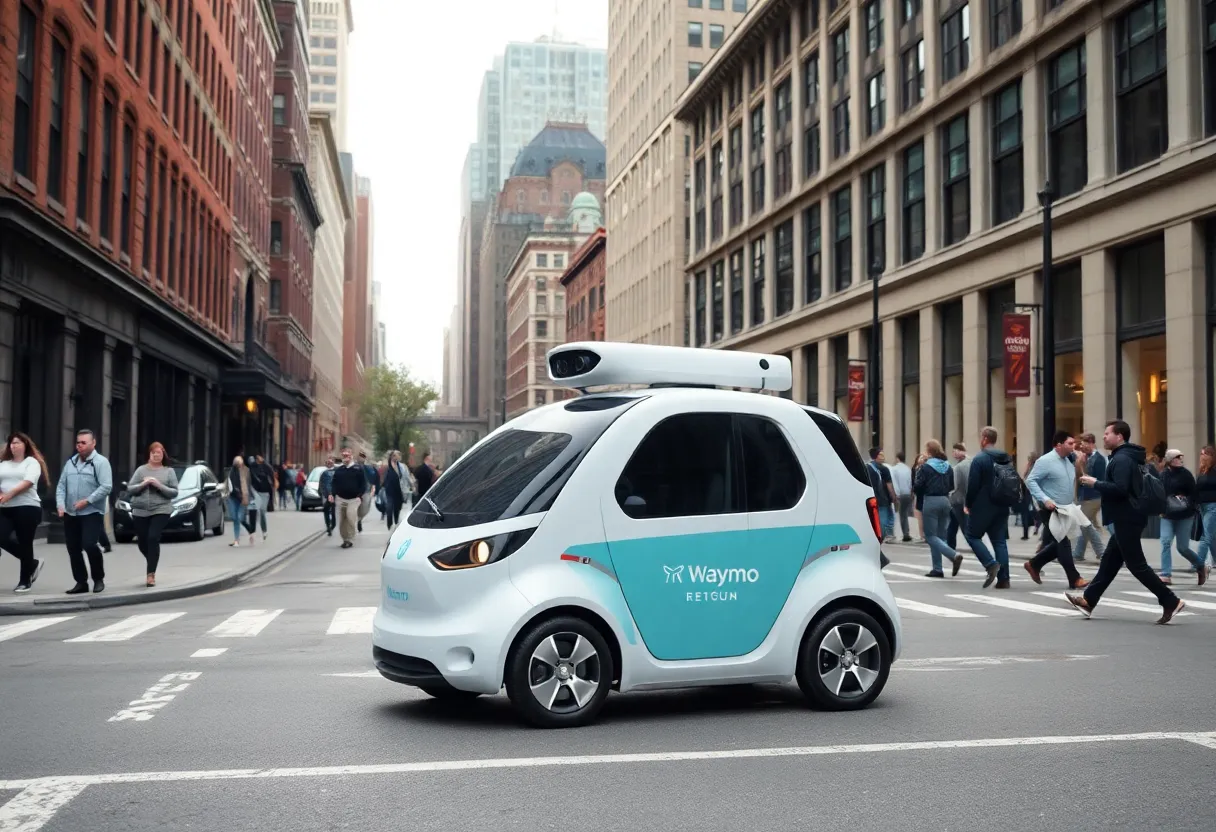 Waymo robotaxi driving through Boston streets